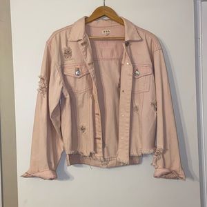 Distressed Pink Denim Jacket